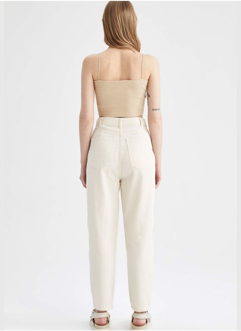 Slim Fit High Waisted Belted Chinos