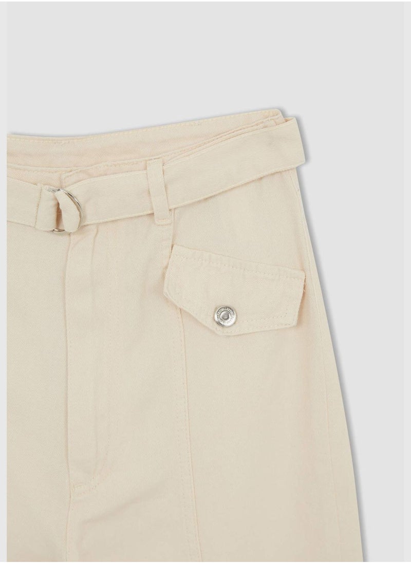 Slim Fit High Waisted Belted Chinos