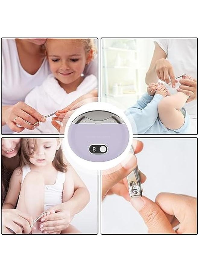 Electric Nail Clipper, Automatic Nail Clipper 3 Speeds, 2-in-1 Safety Nail Clipper with Nail Scraps Storage and Light for Baby, Kids, Women, Seniors, Weak Hands