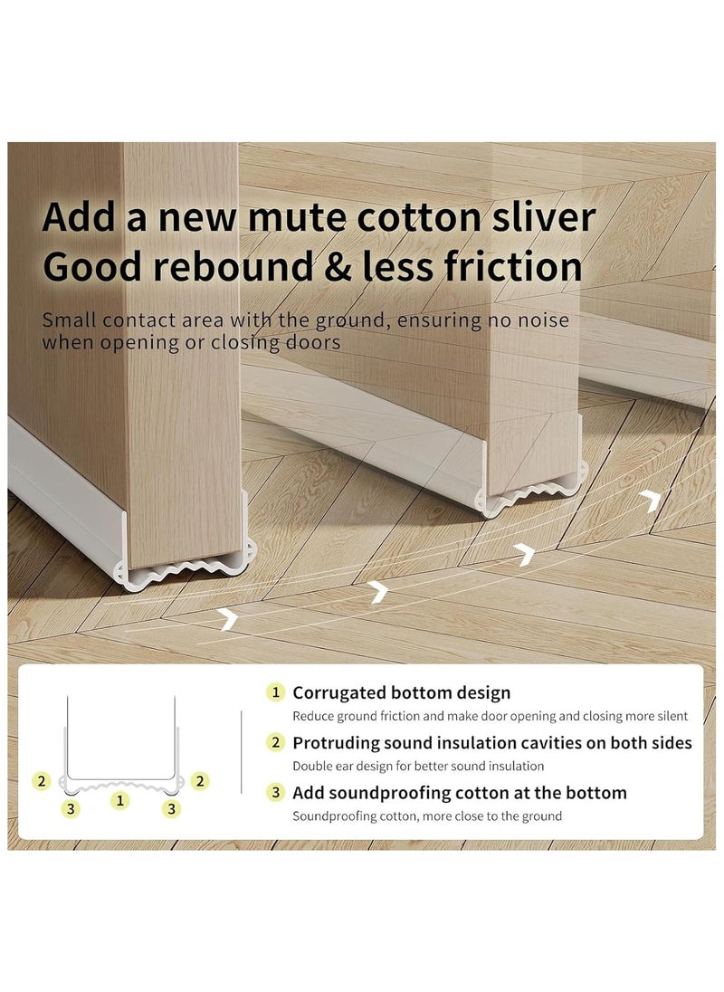 Weather Stripping Door Seal, Door Bottom Flexible Wind Noise Reduction Stopper, Under Door Sealing Strips, Adjustable Adhesive Soundproof Weather Proof Draught Excluder (White)