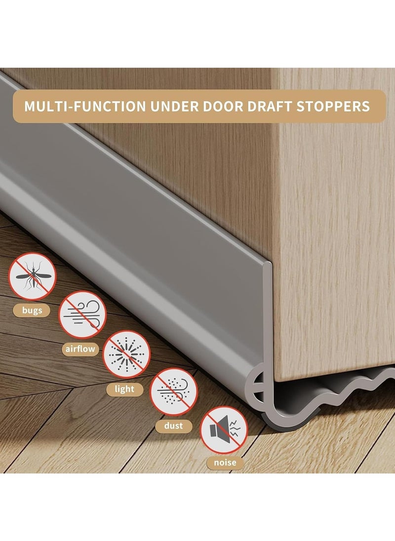 Weather Stripping Door Seal, Door Bottom Flexible Wind Noise Reduction Stopper, Under Door Sealing Strips, Adjustable Adhesive Soundproof Weather Proof Draught Excluder (Grey)