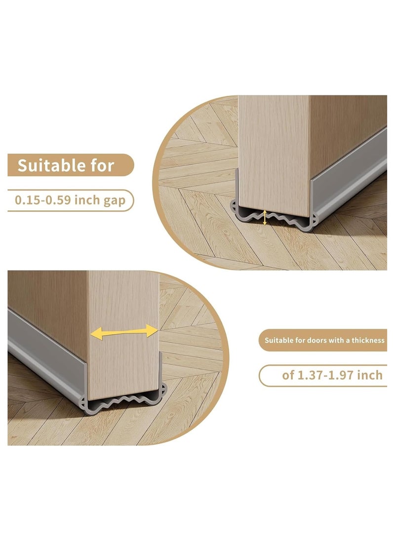 Weather Stripping Door Seal, Door Bottom Flexible Wind Noise Reduction Stopper, Under Door Sealing Strips, Adjustable Adhesive Soundproof Weather Proof Draught Excluder (Grey)