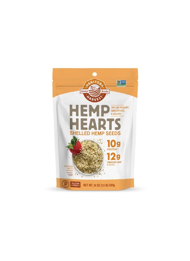 Hemp Seeds, 24 oz; 10g Plant Based Protein and 12g Omega 3 & 6 per Serving | Perfect for smoothies, yogurt & salad | Non-GMO, Vegan, Keto, Paleo, Gluten Free | Manitoba Harvest