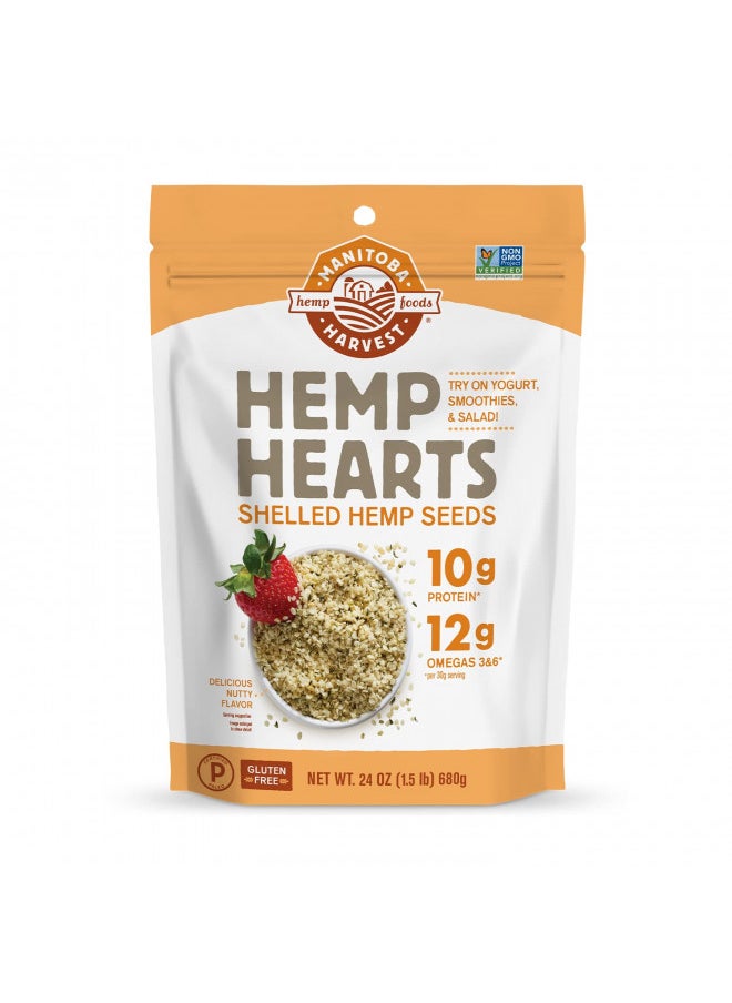 Hemp Seeds, 24 oz; 10g Plant Based Protein and 12g Omega 3 & 6 per Serving | Perfect for smoothies, yogurt & salad | Non-GMO, Vegan, Keto, Paleo, Gluten Free | Manitoba Harvest