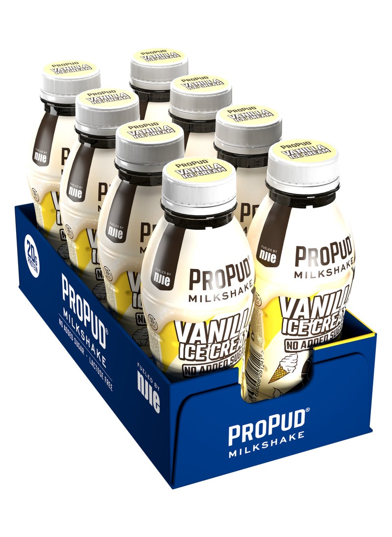 ProPud Protein Milkshake 8 x 330ml Bottles| High Protein Shake | No Added Sugar | Lactose Free| 20g of Protein | Delicious Creamy Flavour (Vanilla Ice Cream)