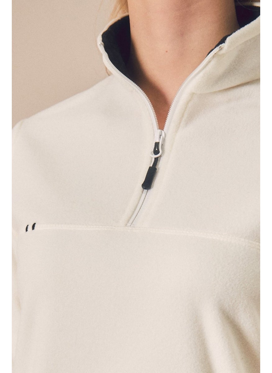 Basic Half Zipper Stand Collar Fleece Sweatshirt