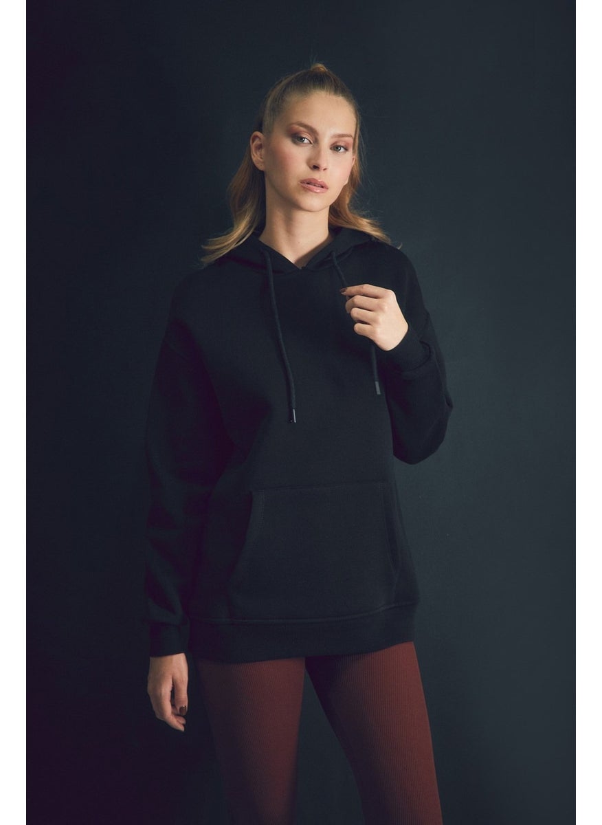 Basic Kangaroo Pocket Hooded Sweatshirt