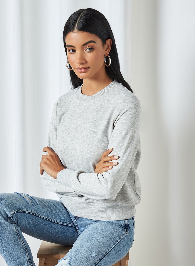 Cropped Sweatshirt Light Grey Melange