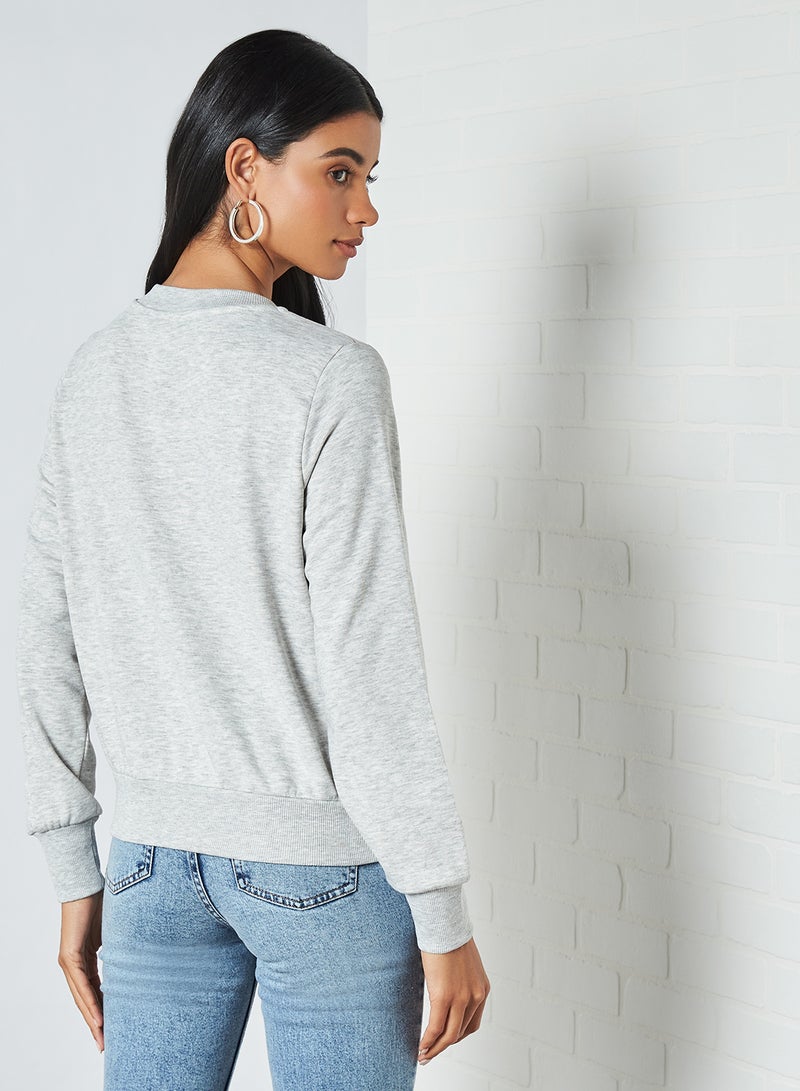 Cropped Sweatshirt Light Grey Melange