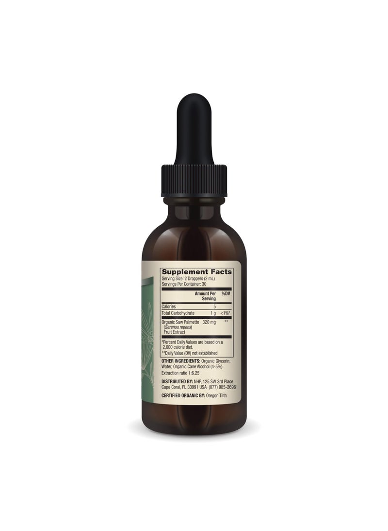 Organic Saw Palmetto Liquid Drops, Dietary Supplement, 2 Fl. Oz. (60 mL)