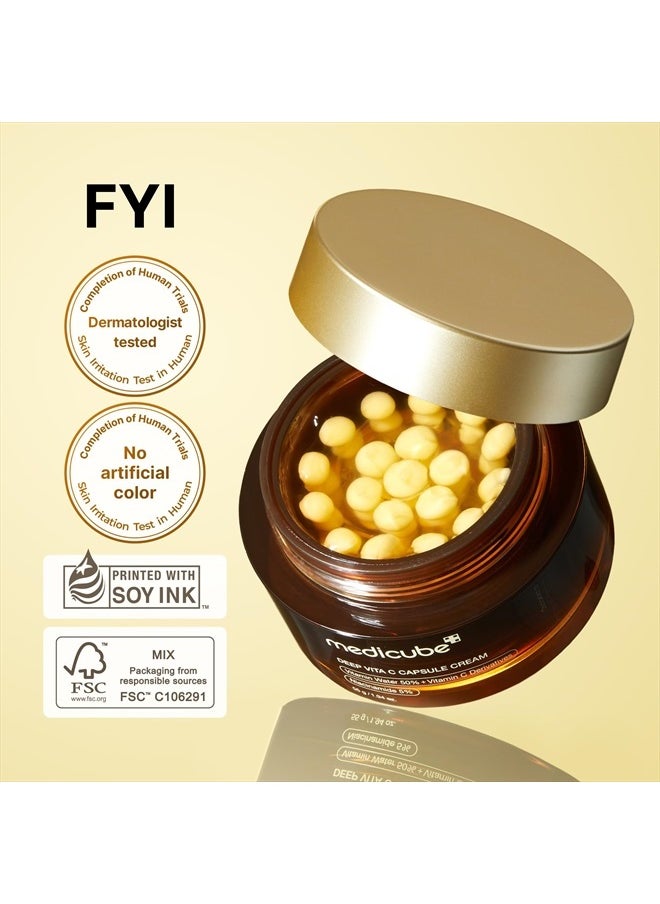 Deep Vitamin C Golden Capsule Face Moisturizer - Liposome Capsules For Wrinkles, Skin Radiance - Transparent Gel for Glow Hydration - Korean Skin Care 1.94 oz