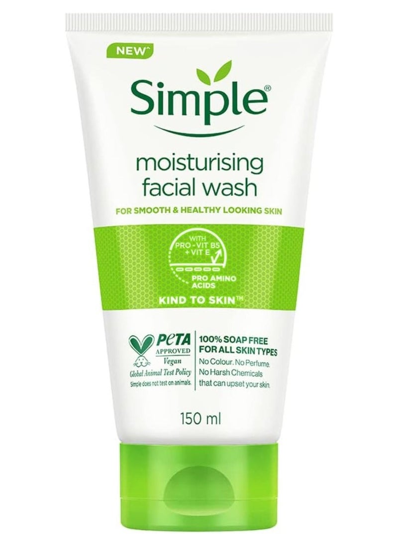 Simple moisturising facial wash 150ml | 100% soap free | Non Comodogenic