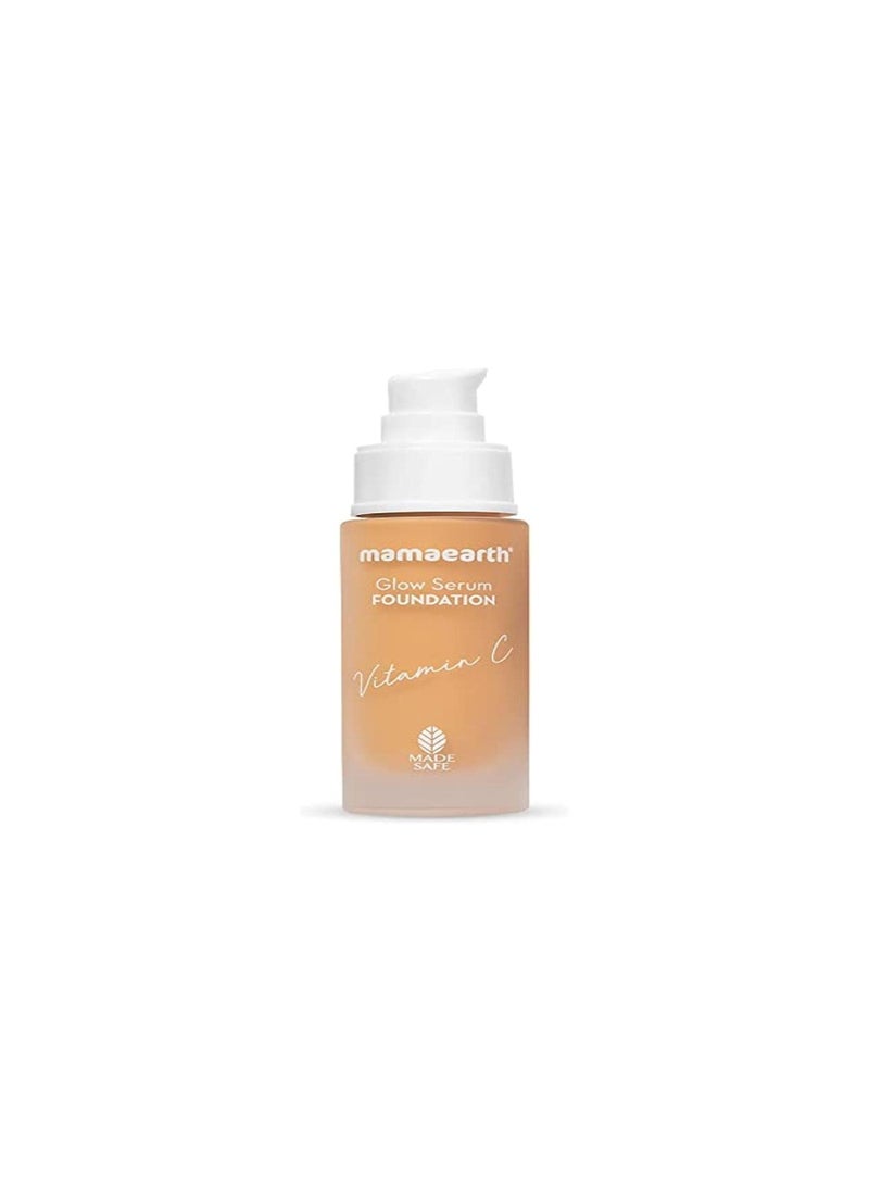 Mamaearth Glow Serum Foundation, Medium Coverage, Matte Finish, With Vitamin C & Turmeric For 12-Hour Long Stay- 06 Almond Glow - For All Skin Types - 30 Ml