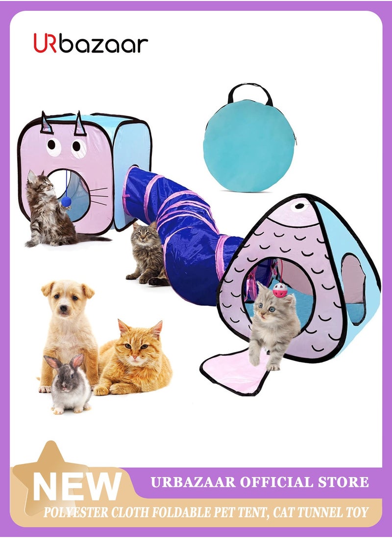 Cat Toys Tunnel and Cube Set - Interactive Crinkle Collapsible Cat Tube and Collapsible Cube Playground for Kittens, Rabbits, Puppies, Ferrets