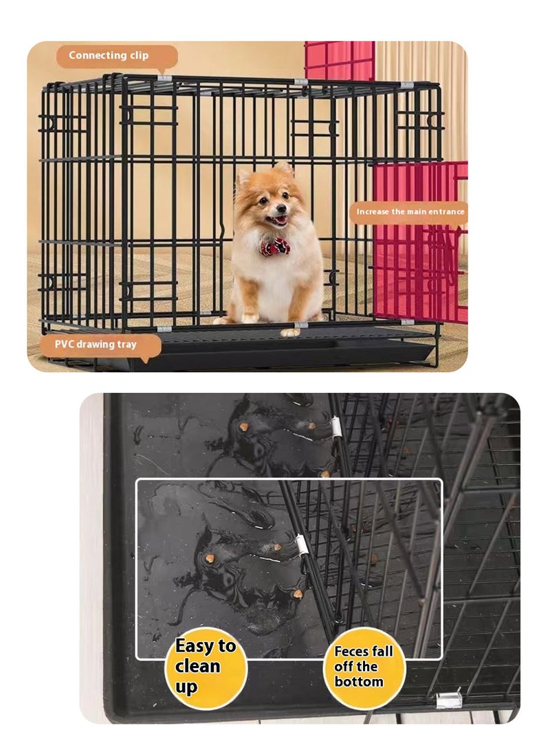 Foldable Dog Cage Cat Cage Thickened Pet Iron Cage Suitable For Small And Medium Dogs With Toilet Cat Villa Cat Bed Dog Bed 71*51*61cm