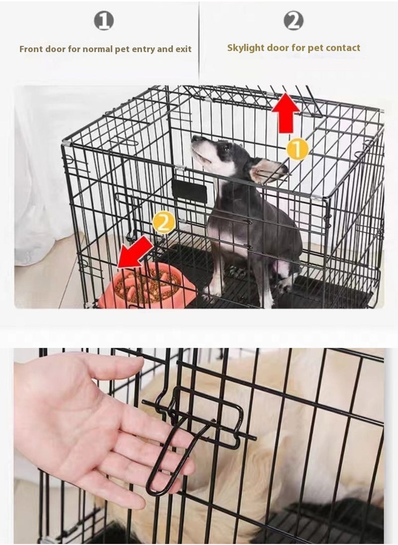 Foldable Dog Cage Cat Cage Thickened Pet Iron Cage Suitable For Small And Medium Dogs With Toilet Cat Villa Cat Bed Dog Bed 71*51*61cm