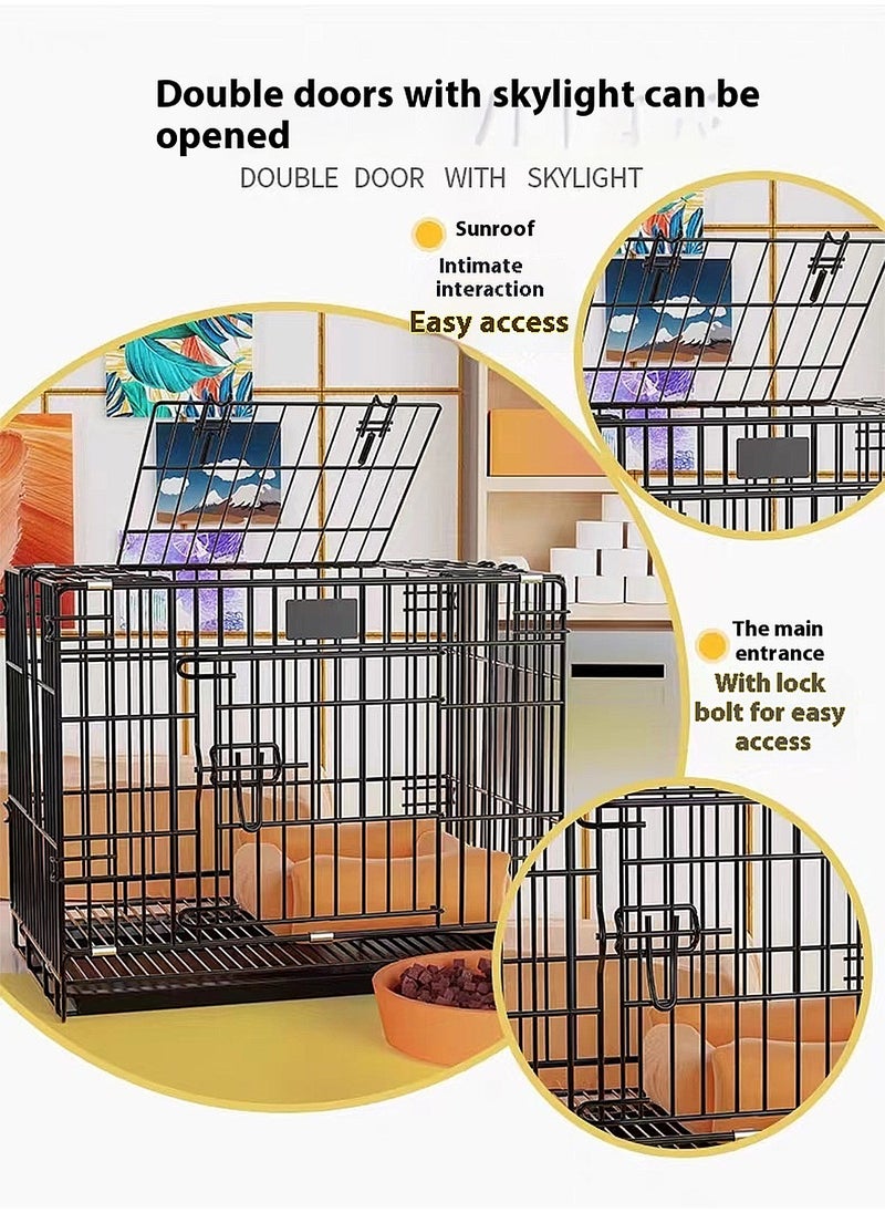 Foldable Dog Cage Cat Cage Thickened Pet Iron Cage Suitable For Small And Medium Dogs With Toilet Cat Villa Cat Bed Dog Bed 71*51*61cm