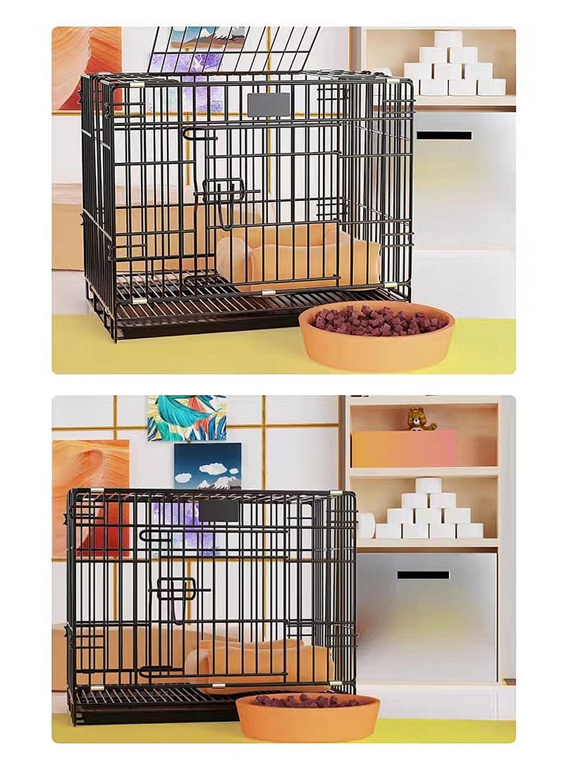 Foldable Dog Cage Cat Cage Thickened Pet Iron Cage Suitable For Small And Medium Dogs With Toilet Cat Villa Cat Bed Dog Bed 71*51*61cm