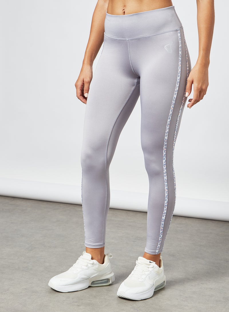 Activewear Side Tape Tights Lilac Grey