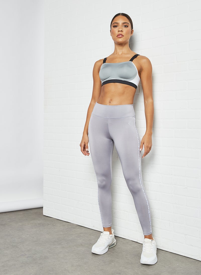 Activewear Side Tape Tights Lilac Grey