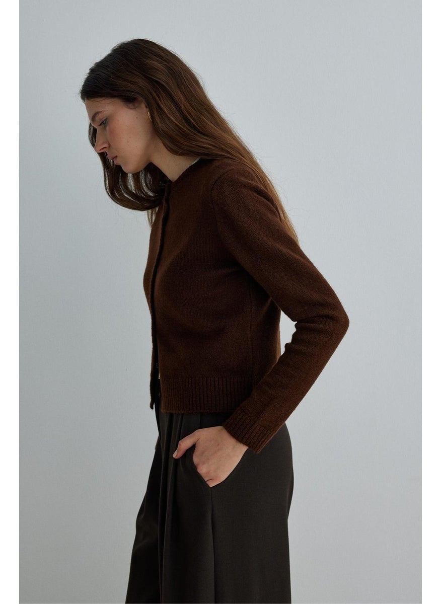 Saud Collection Bitter Brown Jenny Buttoned Cardigan