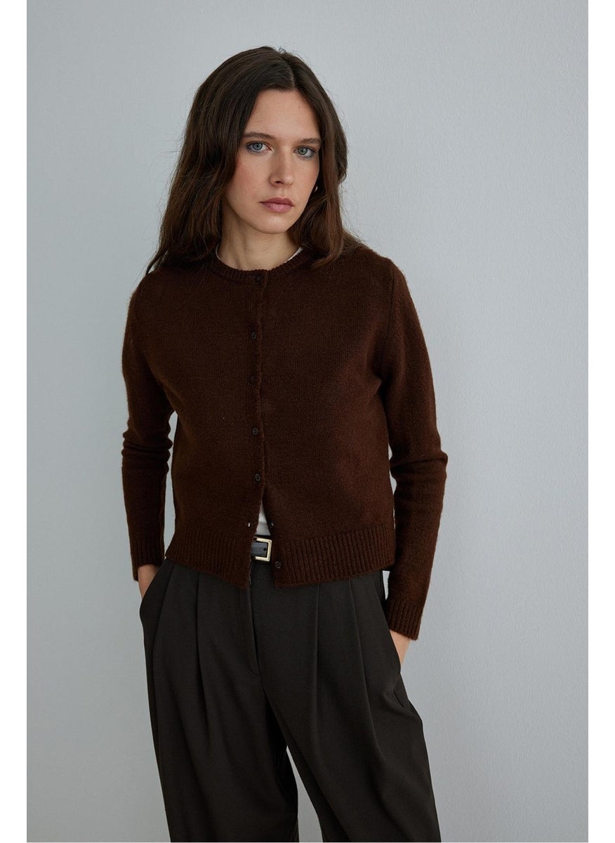 Saud Collection Bitter Brown Jenny Buttoned Cardigan