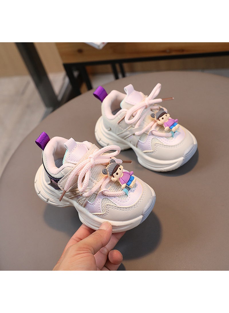 2023 autumn new boys soft bottom casual sneaker Velcro cartoon baby girls lightweight breathable daddy shoesA916 pink A916 pink