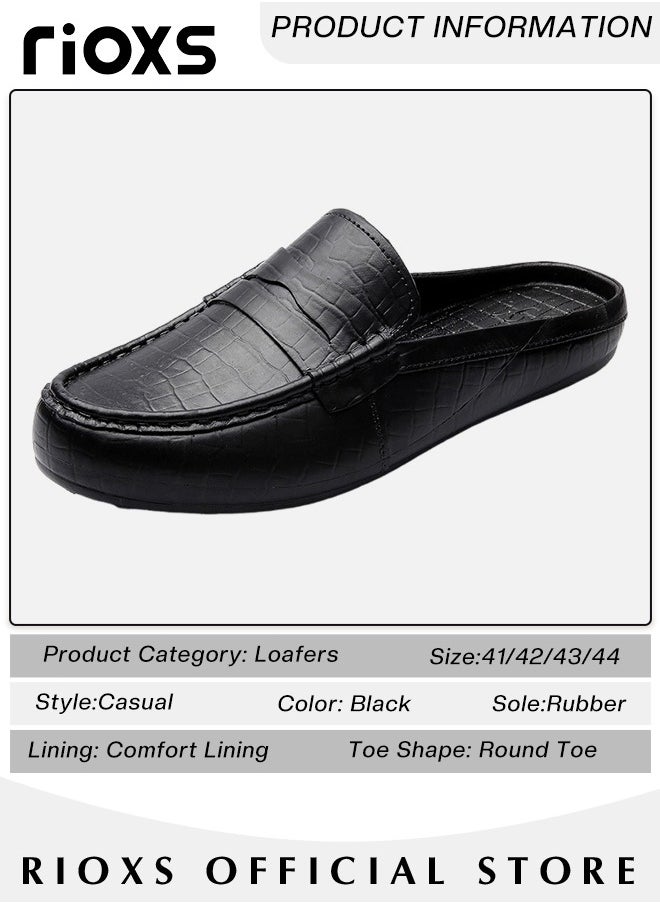 Men's Flat Shoes,Closed Toe Clog Sandals,Faux Leather Mules Shoes,Fashion Slip-On Backless Mule Shoes For Man,Lightweight Flat Mules For Home Outdoor Walking