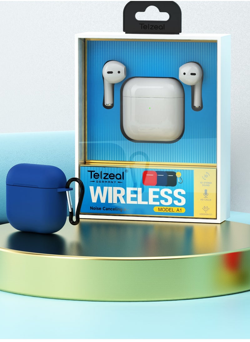 New Telzeal A1 Wireless Earbuds – Pure Sound, Seamless Bluetooth Connectivity, Sleek White Design