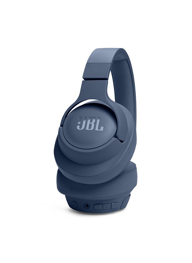 Tune 720Bt Wireless Over Ear Headphones Pure Bass Sound 76H Battery Hands Free Call Plus Voice Aware Multi Point Connection Lightweight And Foldable Detachable Audio Cable Blue