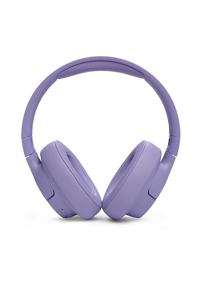 Tune 720Bt Wireless Over Ear Headphones Pure Bass Sound 76H Battery Hands-Free Call Plus Voice Aware Multi Point Connection Lightweight And Foldable Detachable Audio Cable Purple