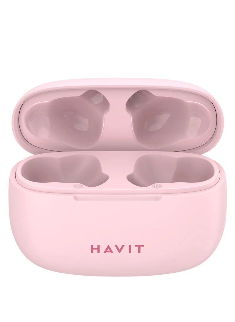 True Wireless Bluetooth V5.3 Earbuds, HiFi Stereo with Deep Bass, Smart Touch Control, 10mm Driver, Dual Microphones with ENC for Clear Calls, 20 Hours Playback, In-Ear Earphones, Compatible with iOS and Android Devices, Wireless Earphones for Music & Calls (Pink)