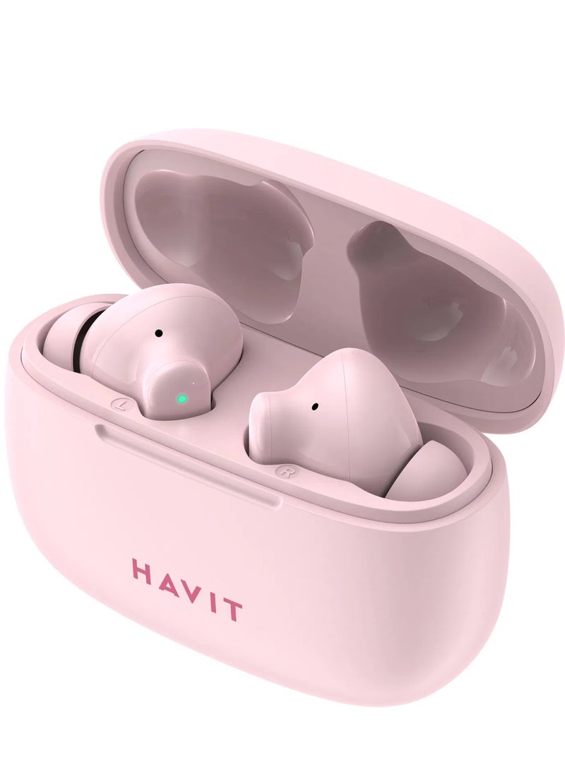 True Wireless Bluetooth V5.3 Earbuds, HiFi Stereo with Deep Bass, Smart Touch Control, 10mm Driver, Dual Microphones with ENC for Clear Calls, 20 Hours Playback, In-Ear Earphones, Compatible with iOS and Android Devices, Wireless Earphones for Music & Calls (Pink)