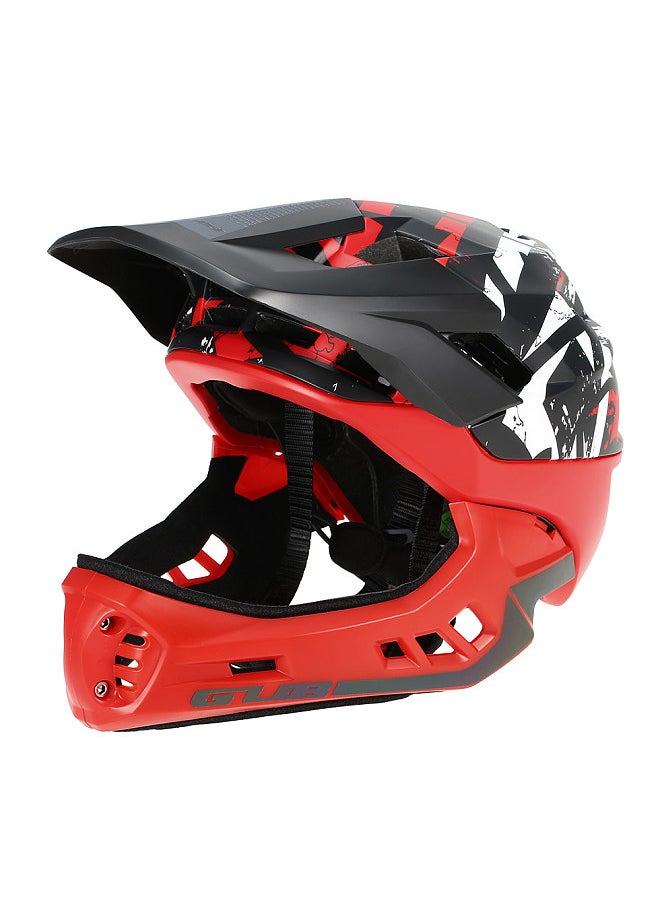 Detachable Full Face Helmet for Child Cycling Skating Skiing Reflective Safety Helmet with Visor and Warning Light