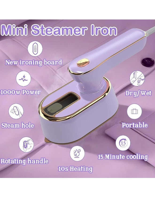 Travel Steamer Iron for Clothes Mini - Portable Ironing Machine 180°Rotatable,Travel Small Size Portable Steamer Travel College Dorm Home Essentials Steamer for Clothes (Purple)