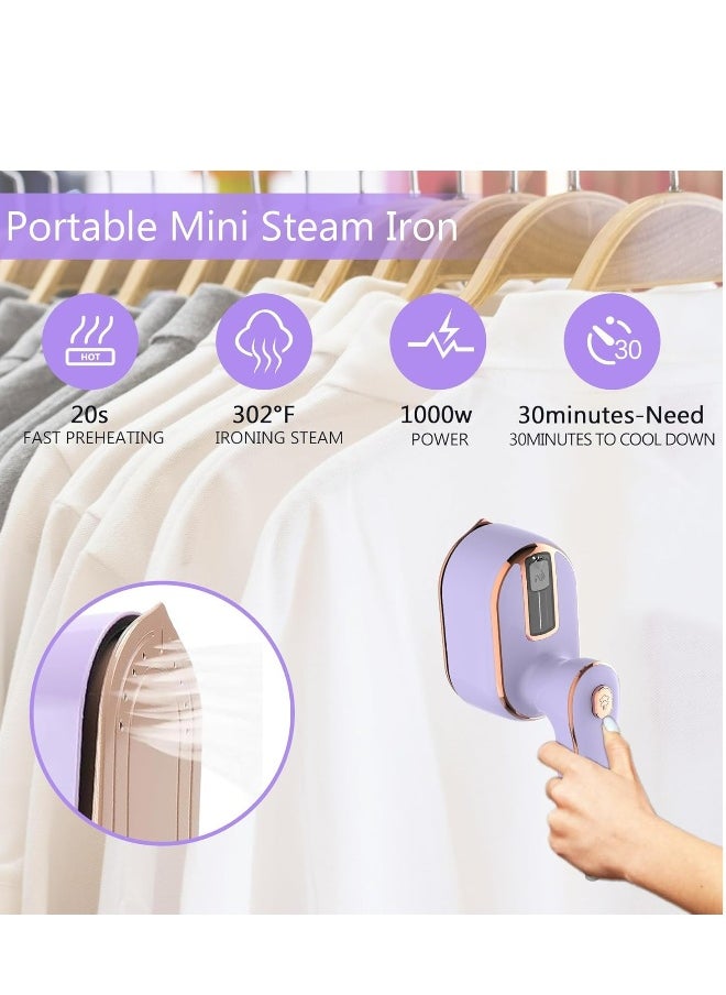 Travel Steamer Iron for Clothes Mini - Portable Ironing Machine 180°Rotatable,Travel Small Size Portable Steamer Travel College Dorm Home Essentials Steamer for Clothes (Purple)