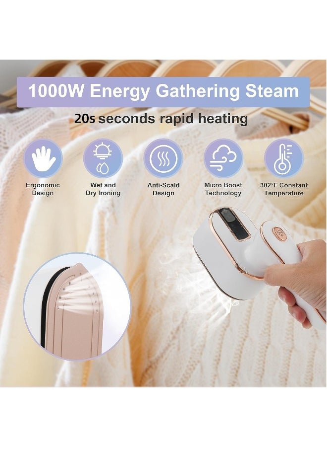 Travel Steamer Iron for Clothes Mini - Portable Ironing Machine 180°Rotatable,Travel Small Size Portable Steamer Travel College Dorm Home Essentials Steamer for Clothes (White)