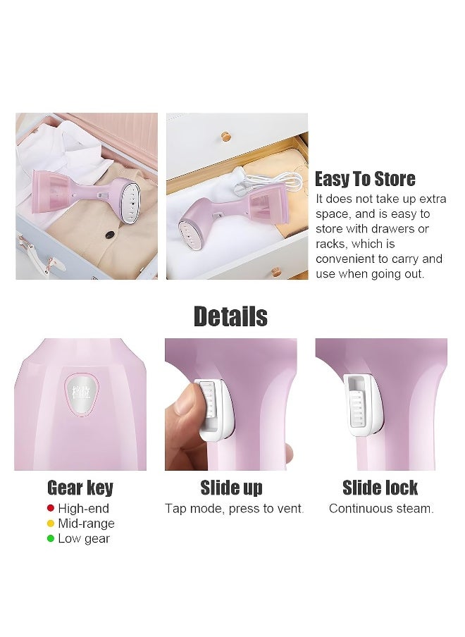 Portable Clothes Steamer, 1500W Garment Steamer, Fast Heat-Up Steam Iron with 350ML Large Detachable Water Tank, Lightweight Travel Steamer, Travel Iron for Fabrics and Clothes