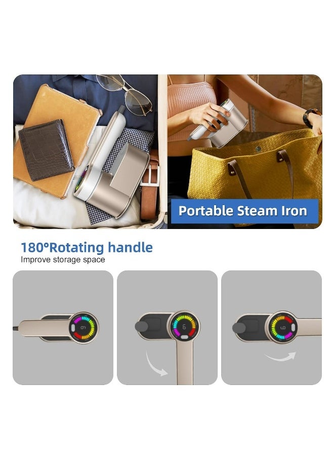 1200W Steamer for Clothes, Garment Steamer, Travel Garment Steamer with 6 Modes, Digital Display Fast Heating Portable Mini Handheld Clothes Steamer Ironing Machine for Home Travel