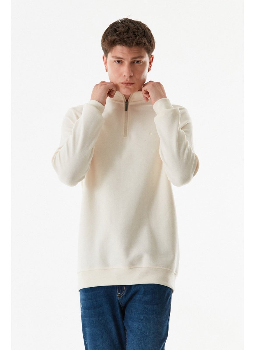 Ribbed Stand Collar Half Zipper Sweatshirt