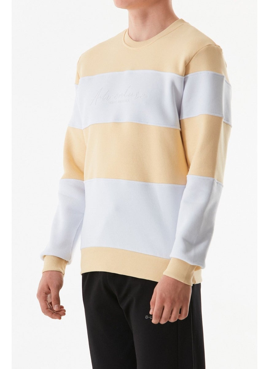 Color Block Text Printed Crew Neck Sweatshirt