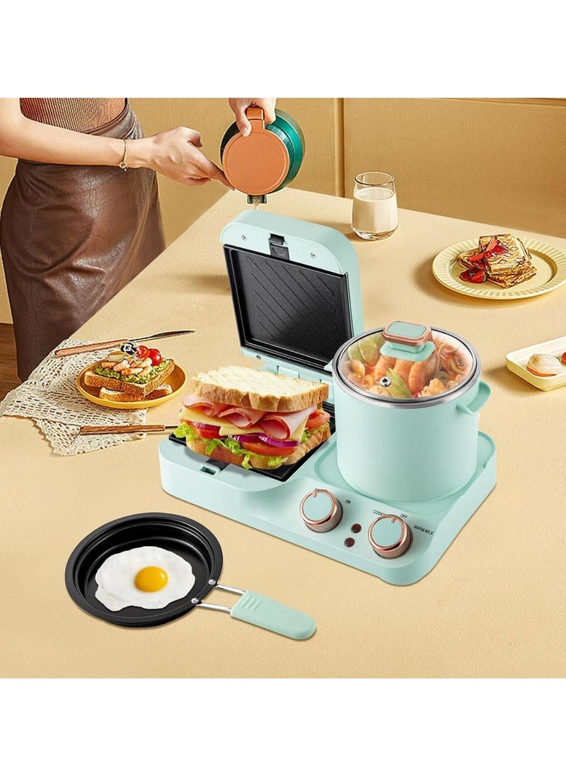 3 in 1 breakfast station multifunctional mini breakfast machine with soup pot and frying pan retro electric toaster breakfast machine sandwich maker for home kitchen.