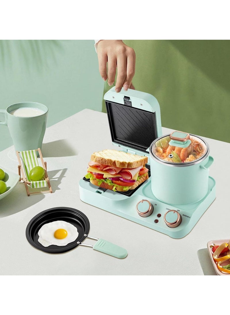 3 in 1 breakfast station multifunctional mini breakfast machine with soup pot and frying pan retro electric toaster breakfast machine sandwich maker for home kitchen.