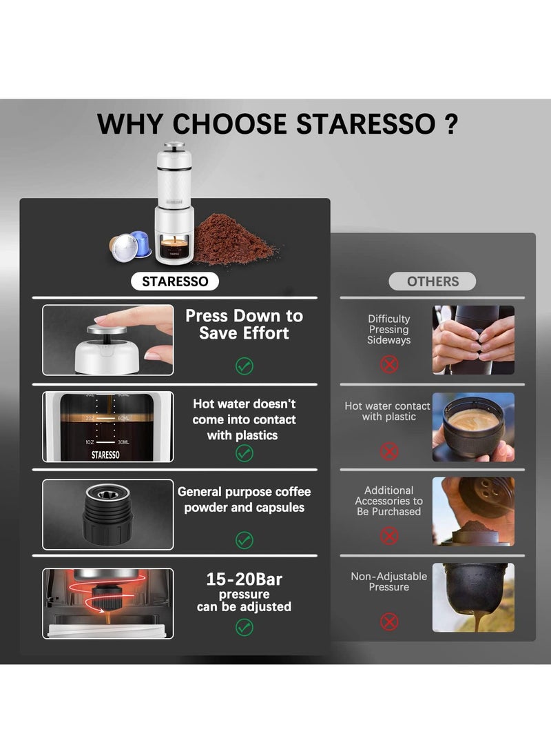 Portable Espresso Maker Small Eepresso Cappuccino Coffee Machine,Travel Coffee Maker Small Press Hand Coffee Maker Espresso Machine for Camping, Travel Office Home Sailing