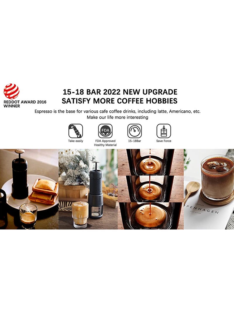 Portable Espresso Maker Small Eepresso Cappuccino Coffee Machine,Travel Coffee Maker Small Press Hand Coffee Maker Espresso Machine for Camping, Travel Office Home Sailing