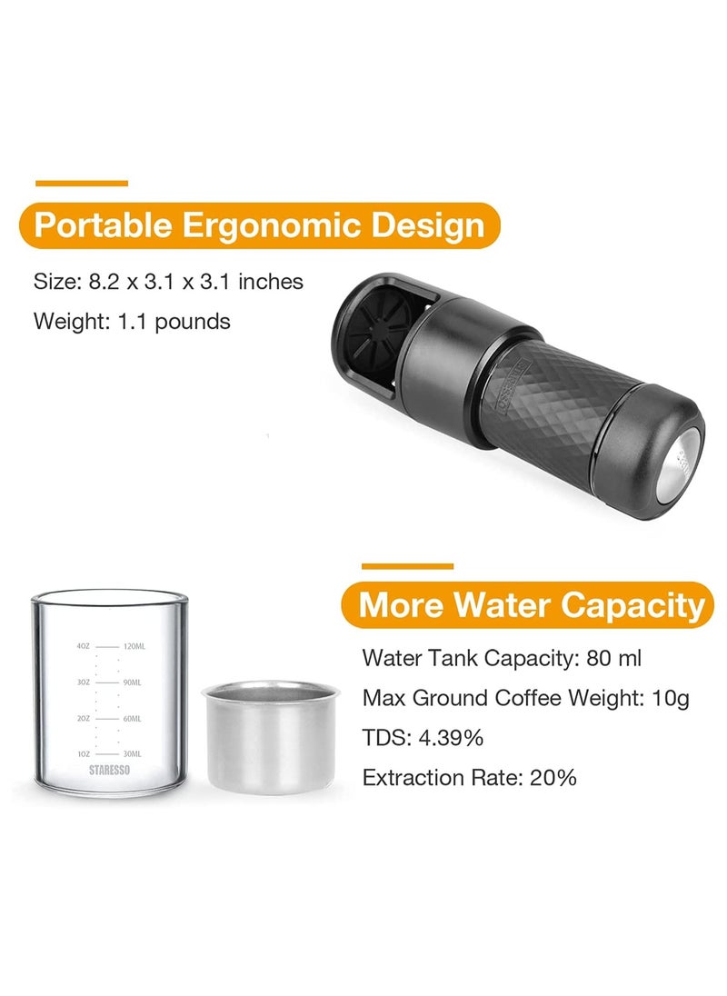 Portable Espresso Maker Small Eepresso Cappuccino Coffee Machine,Travel Coffee Maker Small Press Hand Coffee Maker Espresso Machine for Camping, Travel Office Home Sailing