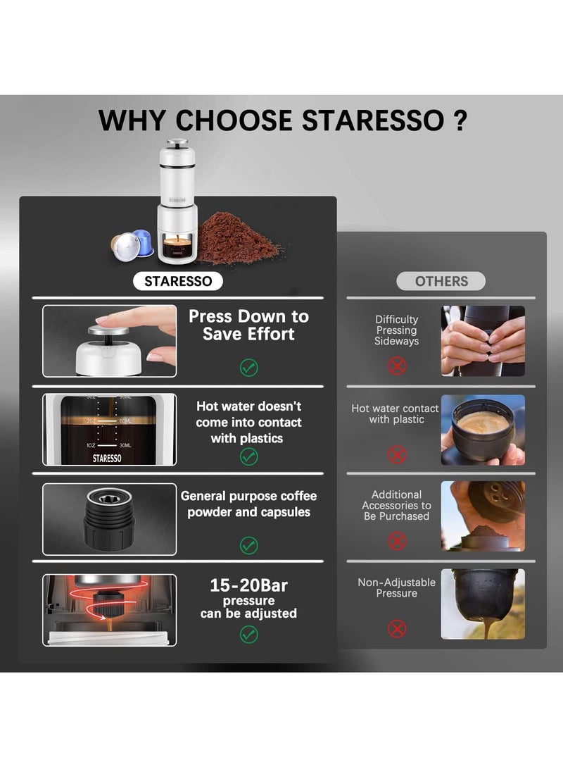 Portable Espresso Maker Small Eepresso Cappuccino Coffee Machine,Travel Coffee Maker Small Press Hand Coffee Maker Espresso Machine for Camping, Travel Office Home Sailing