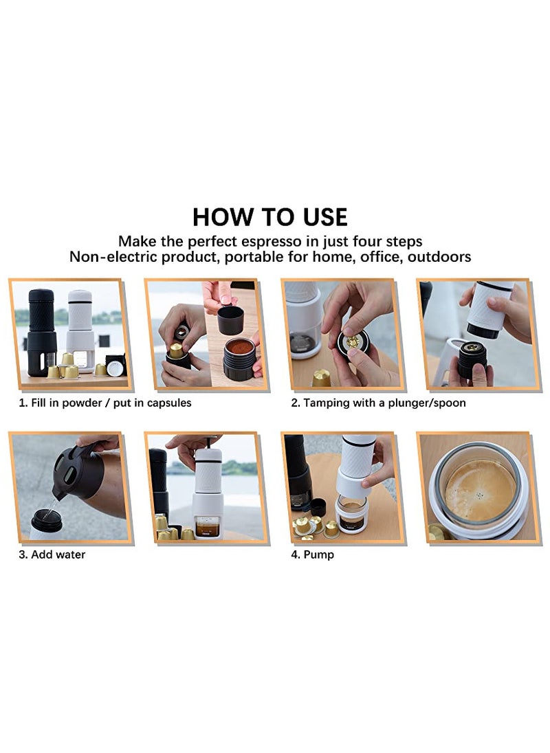 Portable Espresso Maker Small Eepresso Cappuccino Coffee Machine,Travel Coffee Maker Small Press Hand Coffee Maker Espresso Machine for Camping, Travel Office Home Sailing