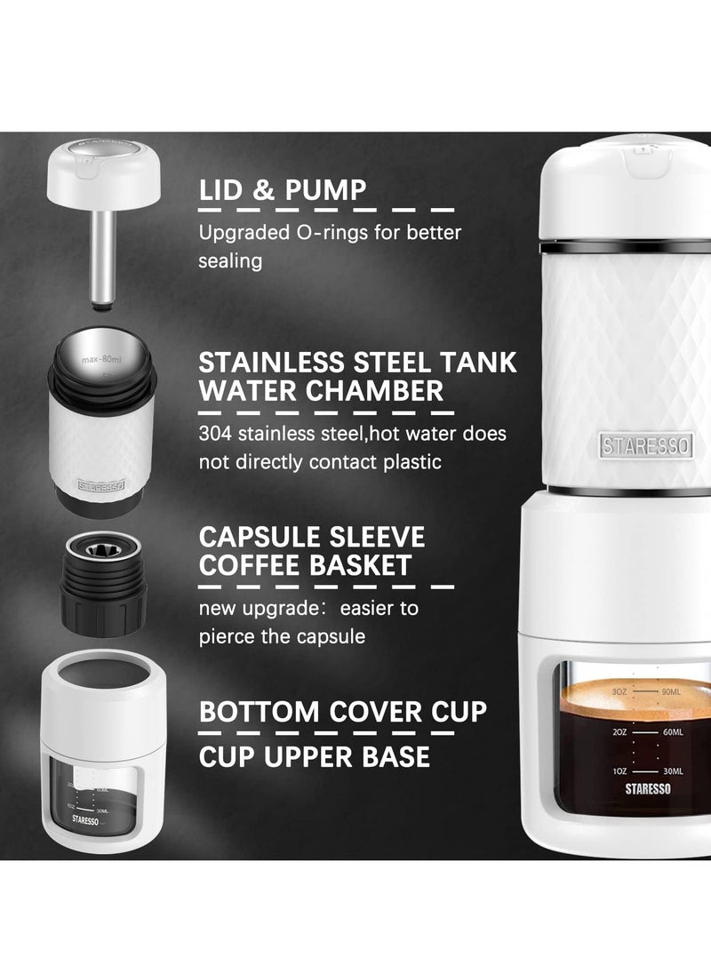 Portable Espresso Maker Small Eepresso Cappuccino Coffee Machine,Travel Coffee Maker Small Press Hand Coffee Maker Espresso Machine for Camping, Travel Office Home Sailing