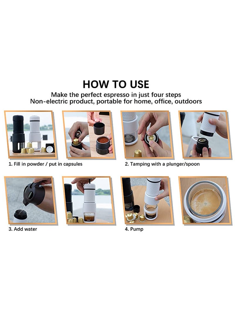 Portable Espresso Maker Small Eepresso Cappuccino Coffee Machine,Travel Coffee Maker Small Press Hand Coffee Maker Espresso Machine for Camping, Travel Office Home Sailing
